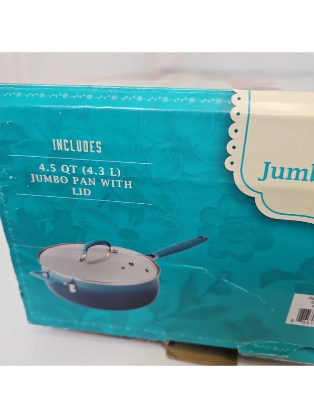 The Pioneer Woman Ombre Teal 4.5-Quart Classic Ceramic Jumbo Pan w/Lid New